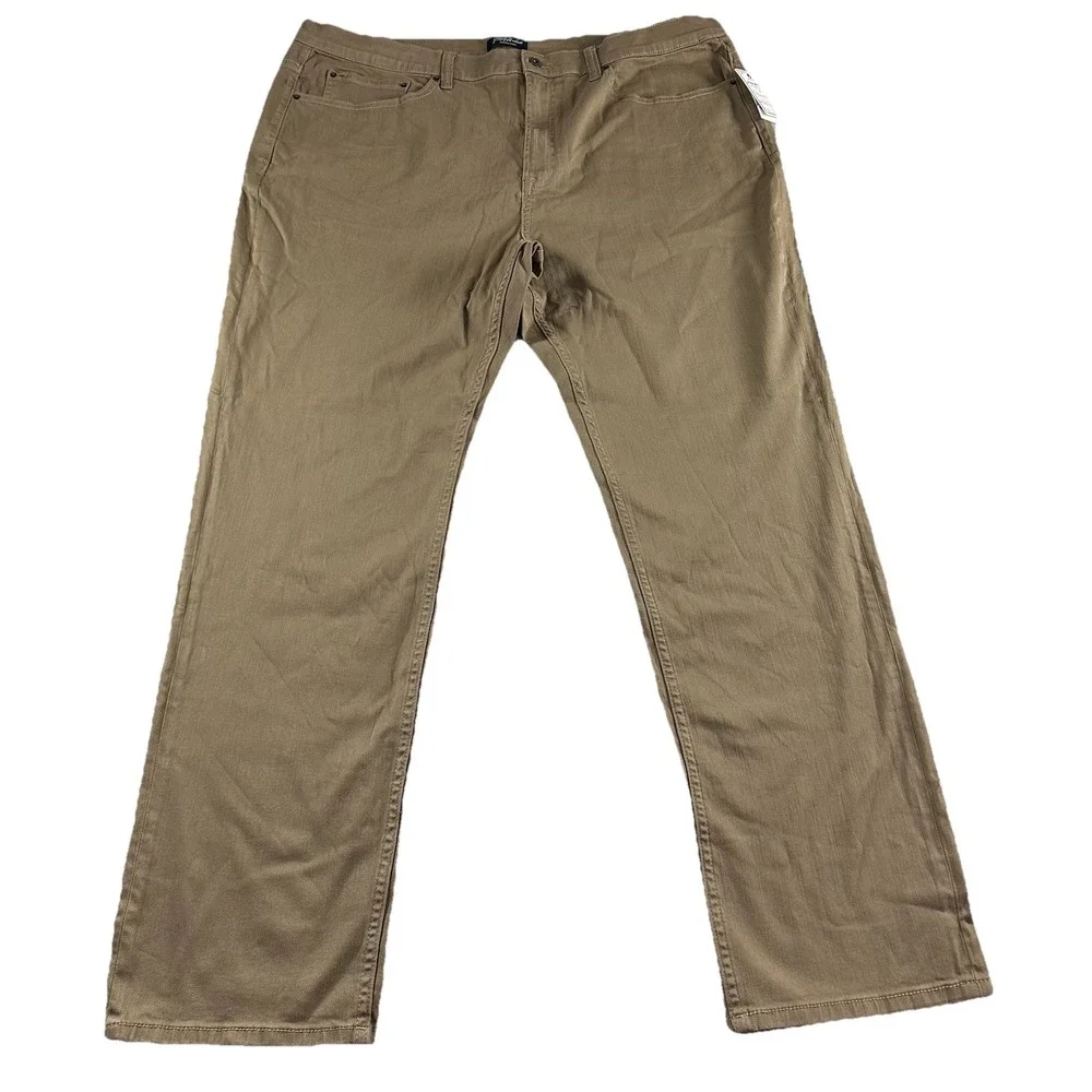 Flag and Anthem Chino Jean Pants Mens 42x34 Tan Brown Stretch Oakland Slim NWT